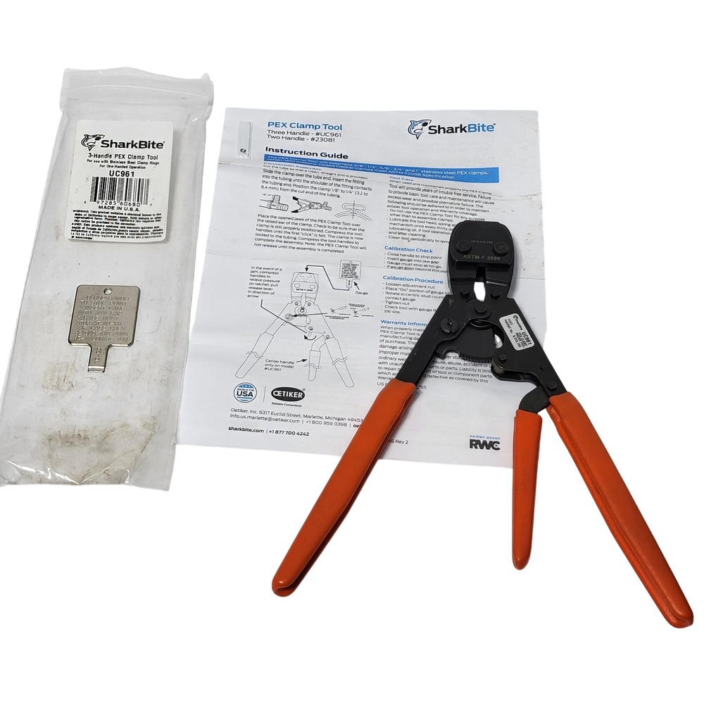 SharkBite UC961 3-Handle PEX Clamp Tool for Stainless Steel Rings ASTM F2098